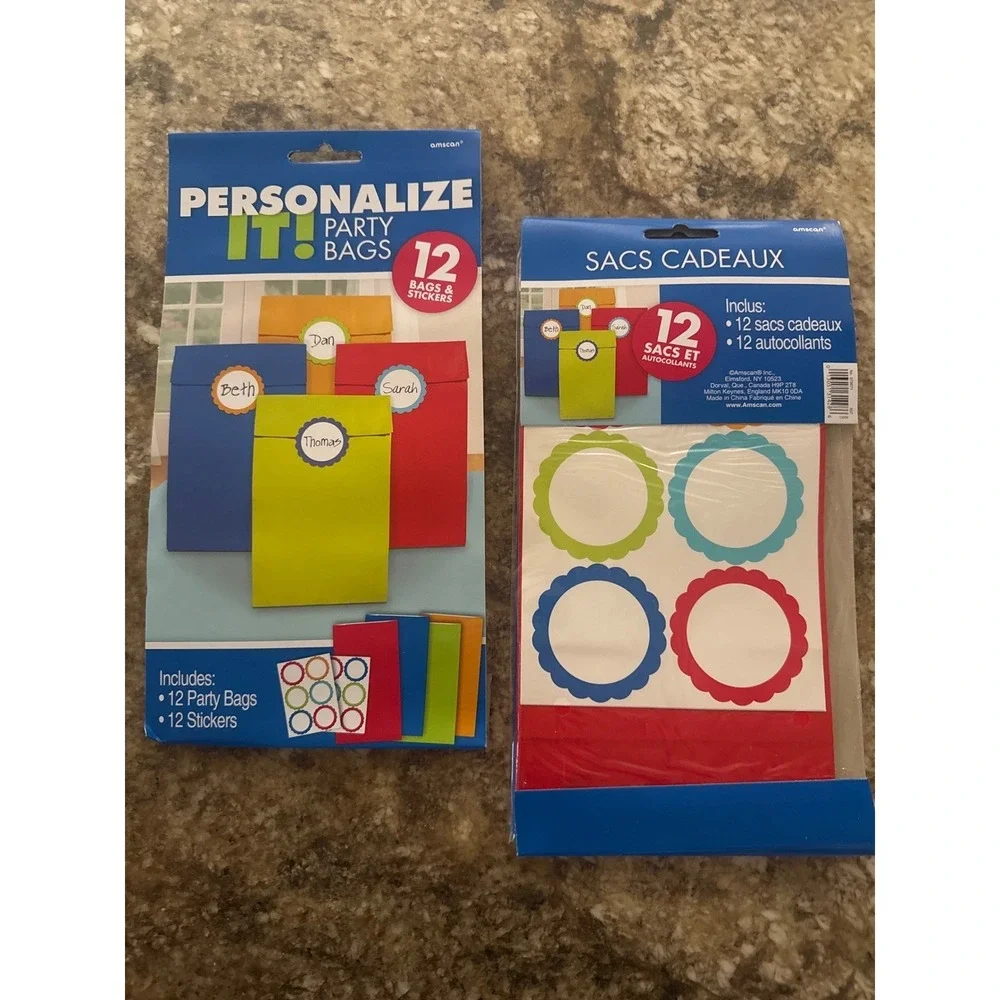 Amscan‎ Personalize It Party Favor Bags 24 Count Multi Color with Stickers
